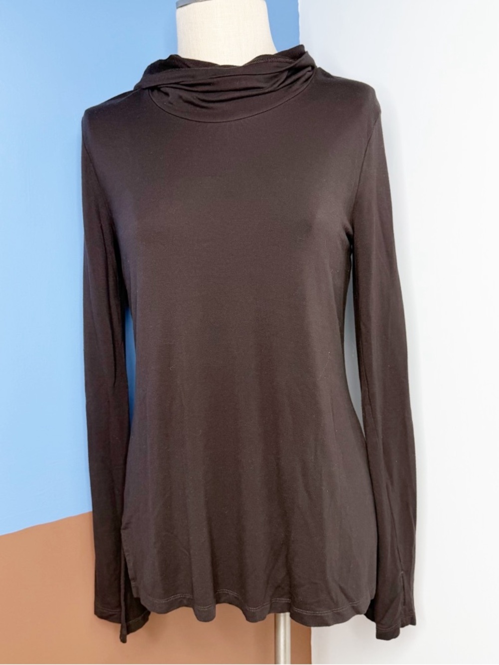 Cabi Fall Ganache Turtle Tee #3811 Dark Brown Cowl Neck Tunic Medium